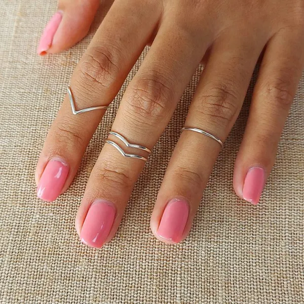 Studio Jewellery Midi And Knuckle Rings | Rings-Double Chevron Silver Midi Ring