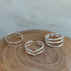 Studio Jewellery Midi And Knuckle Rings | Rings-Double Chevron Silver Midi Ring