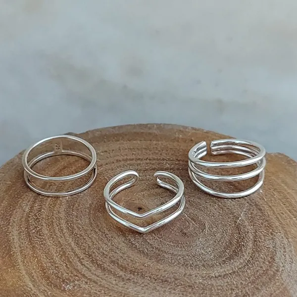Studio Jewellery Midi And Knuckle Rings | Rings-Double Chevron Silver Midi Ring