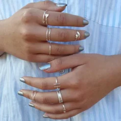 Studio Jewellery Midi And Knuckle Rings | Rings-Double Fine Band Sterling Silver Ring Adjustable