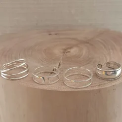 Studio Jewellery Midi And Knuckle Rings | Rings-Double Fine Band Sterling Silver Ring Adjustable