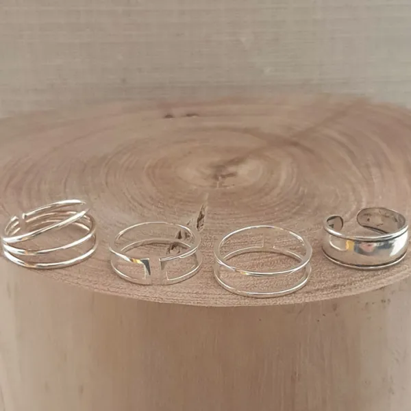 Studio Jewellery Midi And Knuckle Rings | Rings-Double Fine Band Sterling Silver Ring Adjustable