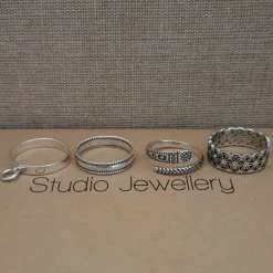 Studio Jewellery Feature & Stacker Rings | Rings-Double Rope Band Silver Ring
