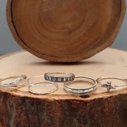 Studio Jewellery Feature & Stacker Rings | Rings-Double Rope Band Silver Ring
