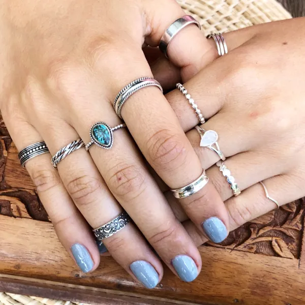 Studio Jewellery Feature & Stacker Rings | Rings-Double Rope Band Silver Ring