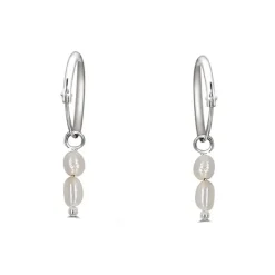 Studio Jewellery Hoop Earrings | Earrings-Duo Pearl Hoop Charm Earrings