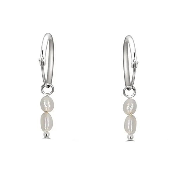 Studio Jewellery Hoop Earrings | Earrings-Duo Pearl Hoop Charm Earrings