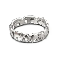 Studio Jewellery Feature & Stacker Rings | Rings-7 Elephants Band Sterling Silver Ring
