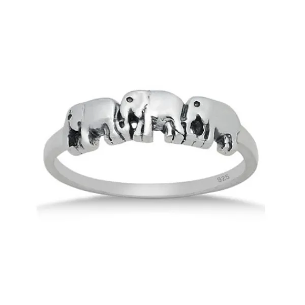 Studio Jewellery Feature & Stacker Rings | Rings-3 Elephants Sterling Silver Ring