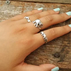 Studio Jewellery Feature & Stacker Rings | Rings-3 Elephants Sterling Silver Ring