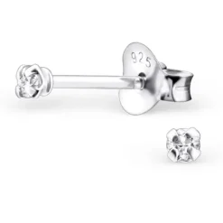 Studio Jewellery Stud Earrings | Earrings-Extra Small Silver Cubic Zirconia Ear Studs