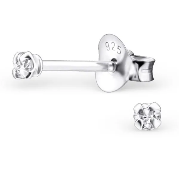 Studio Jewellery Stud Earrings | Earrings-Extra Small Silver Cubic Zirconia Ear Studs