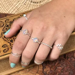 Studio Jewellery Gem Stone Rings | Rings-Fancy Oval Opal Silver Ring