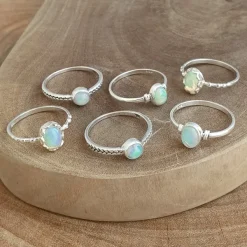 Studio Jewellery Gem Stone Rings | Rings-Fancy Oval Opal Silver Ring