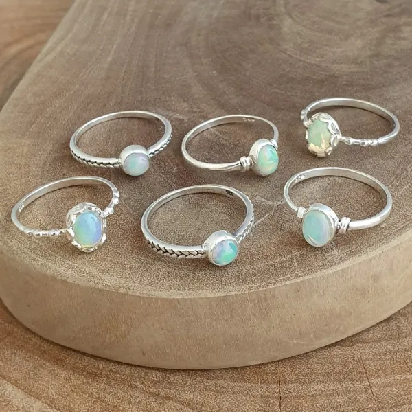 Studio Jewellery Gem Stone Rings | Rings-Fancy Oval Opal Silver Ring