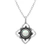 Studio Jewellery Necklaces-Faux Fire Opal Silver Necklace