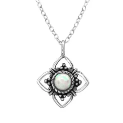 Studio Jewellery Necklaces-Faux Fire Opal Silver Necklace
