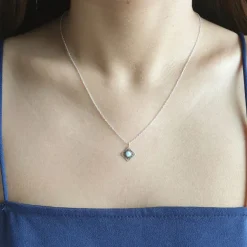 Studio Jewellery Necklaces-Faux Fire Opal Silver Necklace