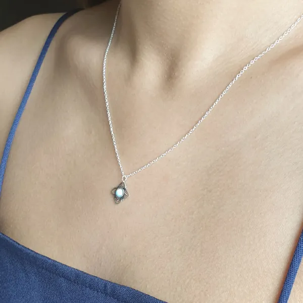 Studio Jewellery Necklaces-Faux Fire Opal Silver Necklace