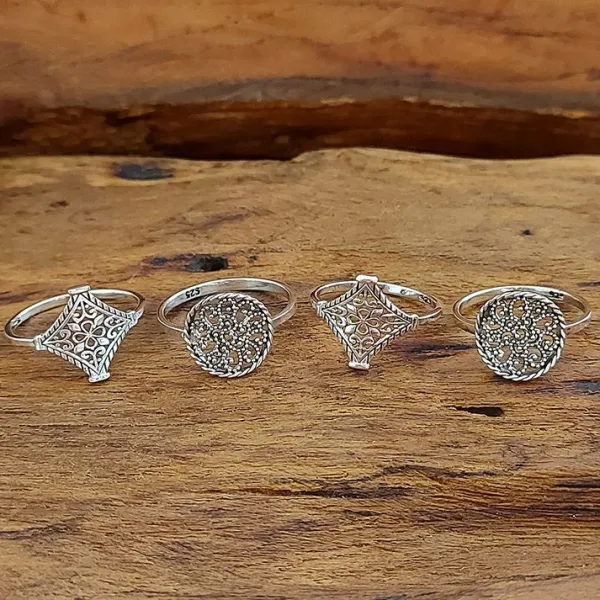 Studio Jewellery Feature & Stacker Rings | Rings-Filigree Circle Sterling Silver Ring