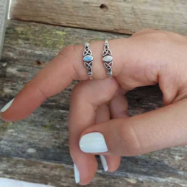 Studio Jewellery Gem Stone Rings | Rings-Fine Celtic Blue Shell Silver Ring