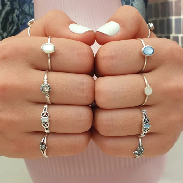 Studio Jewellery Gem Stone Rings | Rings-Fine Celtic Blue Shell Silver Ring
