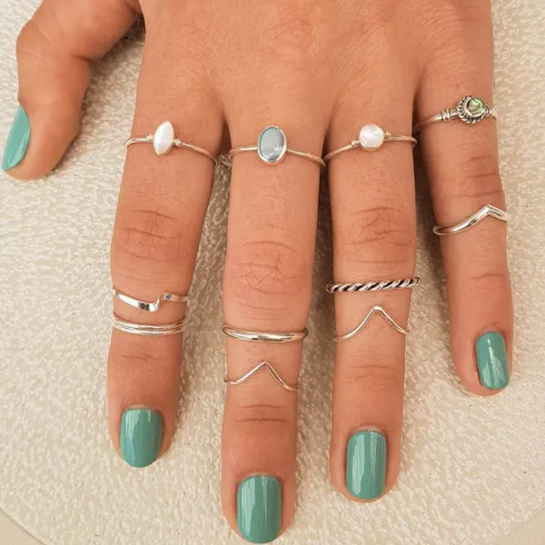 Studio Jewellery Gem Stone Rings | Rings-Fine Oval Mother Of Pearl Silver Ring