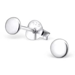 Studio Jewellery Stud Earrings | Earrings-Flat Round Disc Silver Sleeper Studs
