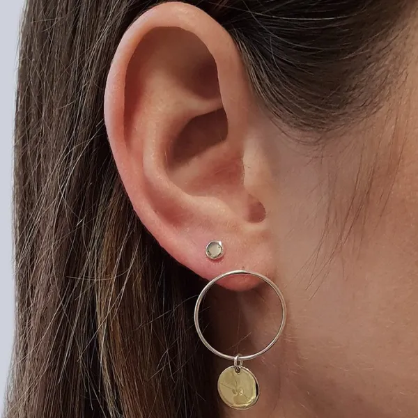 Studio Jewellery Stud Earrings | Earrings-Flat Round Disc Silver Sleeper Studs