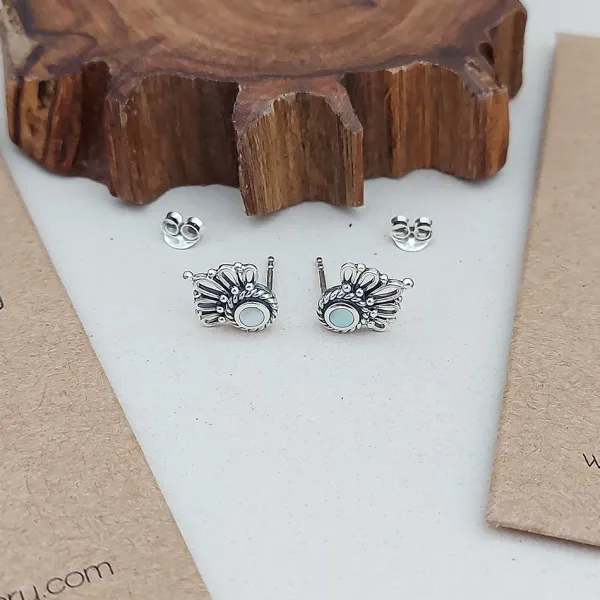 Studio Jewellery Stud Earrings | Earrings-Floret White Shell Silver Studs
