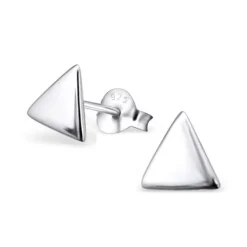 Studio Jewellery Stud Earrings | Earrings-Geometric Triangle Sterling Silver Earring Studs