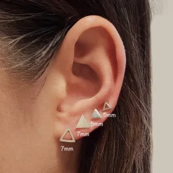 Studio Jewellery Stud Earrings | Earrings-Geometric Triangle Sterling Silver Earring Studs