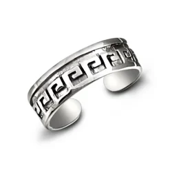 Studio Jewellery Midi And Knuckle Rings | Rings-Greek Key Band Silver Mid Finger Ring