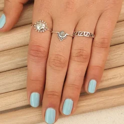 Studio Jewellery Feature & Stacker Rings | Rings-Greek Key Silver Band Ring