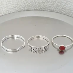 Studio Jewellery Feature & Stacker Rings | Rings-Greek Key Silver Band Ring