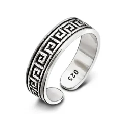 Studio Jewellery Midi And Knuckle Rings | Rings-Greek Key Silver Mid Finger ring