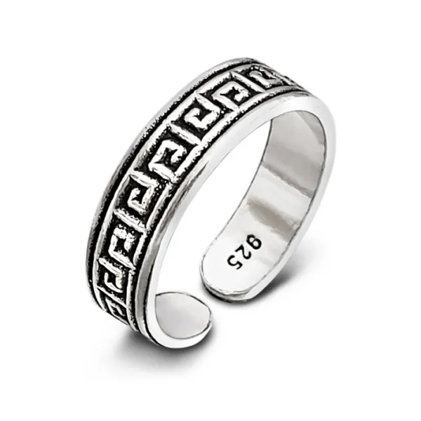 Studio Jewellery Midi And Knuckle Rings | Rings-Greek Key Silver Mid Finger ring