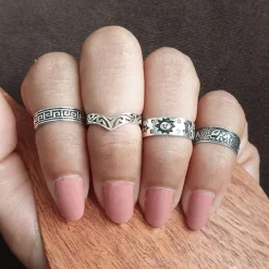 Studio Jewellery Midi And Knuckle Rings | Rings-Greek Key Silver Mid Finger ring