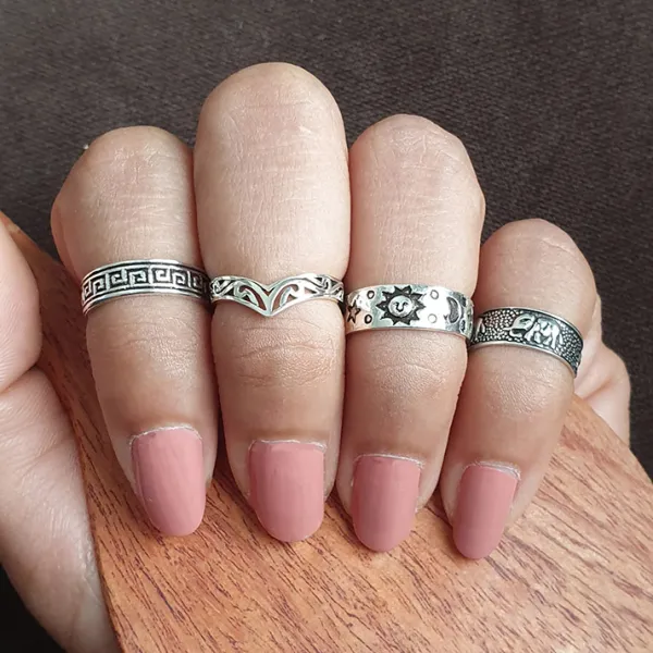 Studio Jewellery Midi And Knuckle Rings | Rings-Greek Key Silver Mid Finger ring