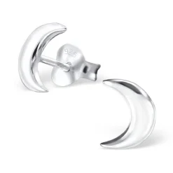 Studio Jewellery Stud Earrings | Earrings-Half Moon Silver Earring Studs