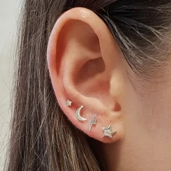 Studio Jewellery Stud Earrings | Earrings-Half Moon Silver Earring Studs