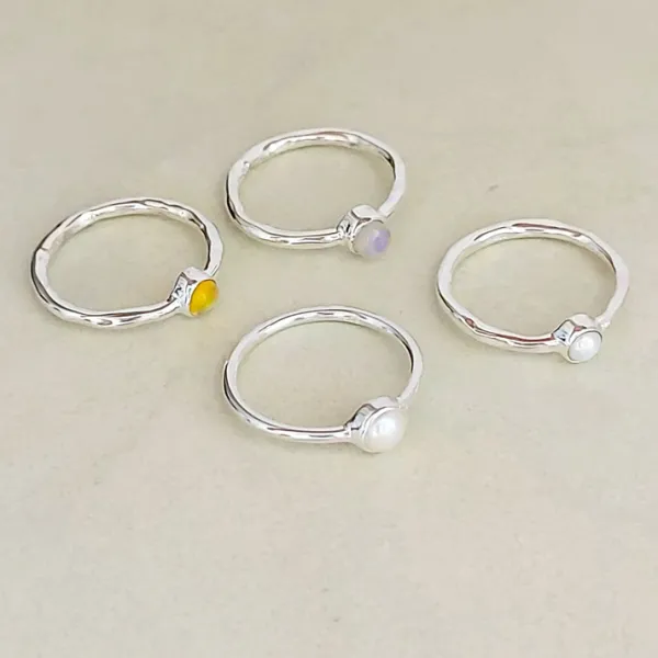 Studio Jewellery Gem Stone Rings | Rings-Hammered Moonstone Ring