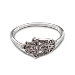 Studio Jewellery Feature & Stacker Rings | Rings-Hamsa Oxidised Silver Ring