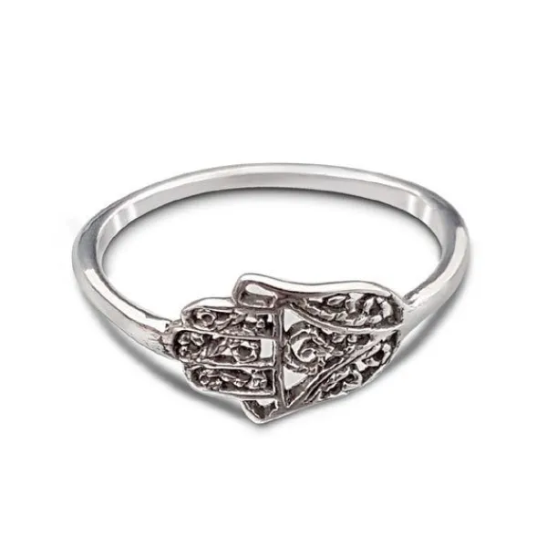 Studio Jewellery Feature & Stacker Rings | Rings-Hamsa Oxidised Silver Ring