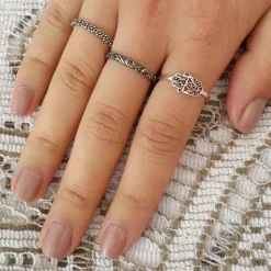 Studio Jewellery Feature & Stacker Rings | Rings-Hamsa Oxidised Silver Ring