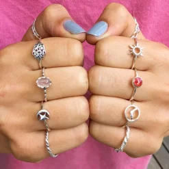 Studio Jewellery Feature & Stacker Rings | Rings-Hamsa Oxidised Silver Ring