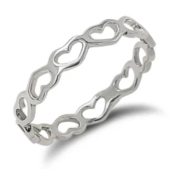 Studio Jewellery Rings-Heart Band Silver Ring