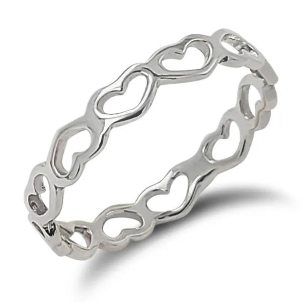 Studio Jewellery Rings-Heart Band Silver Ring