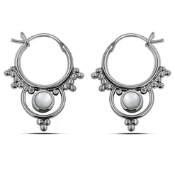 Studio Jewellery Hoop Earrings | Earrings-Interlock Beaded Silver Hoop Earrings
