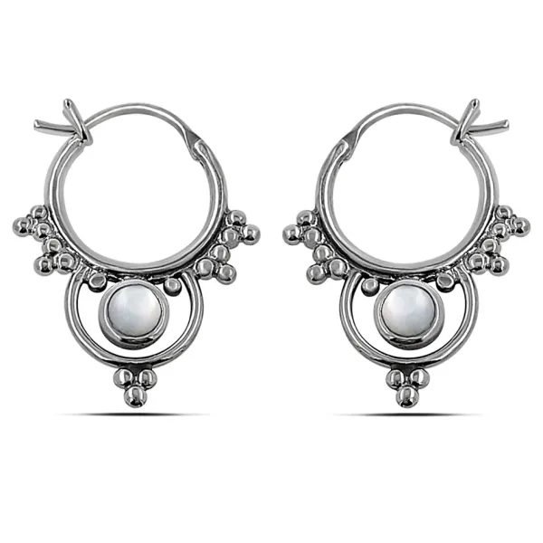 Studio Jewellery Hoop Earrings | Earrings-Interlock Beaded Silver Hoop Earrings